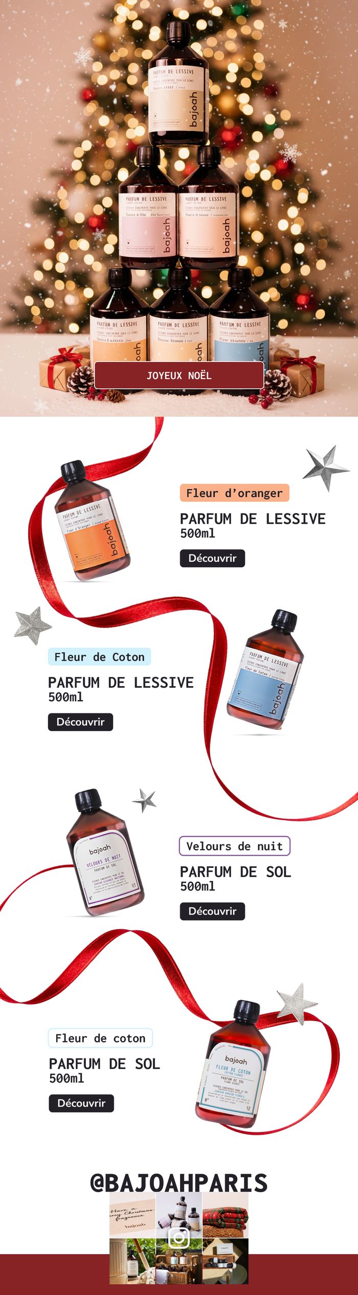 Newsletter Bajoah, parfums de linge, campagne Noël