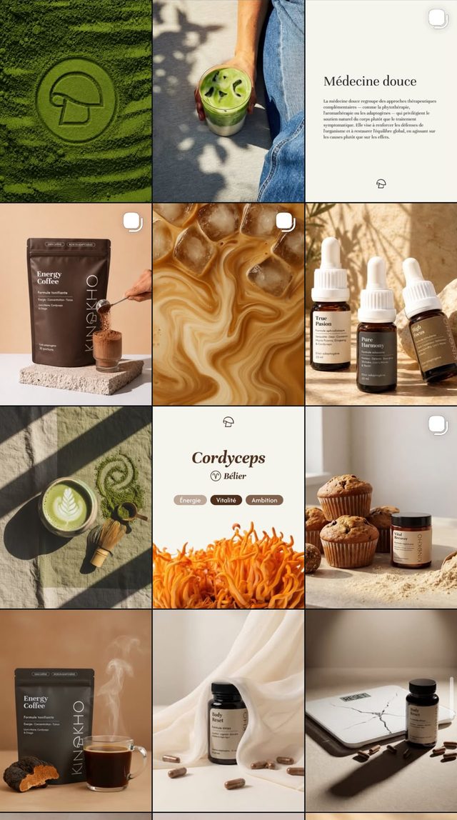 Feed Instagram Kinokho, compléments bien-être, écran 2