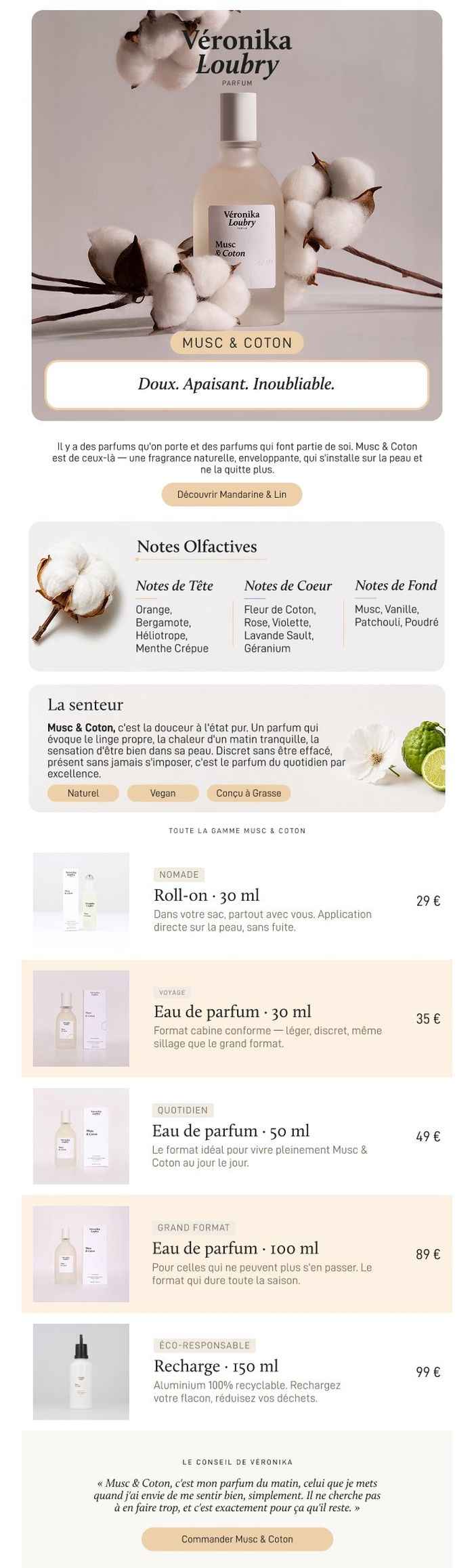 Newsletter parfumerie naturelle, campagne musc