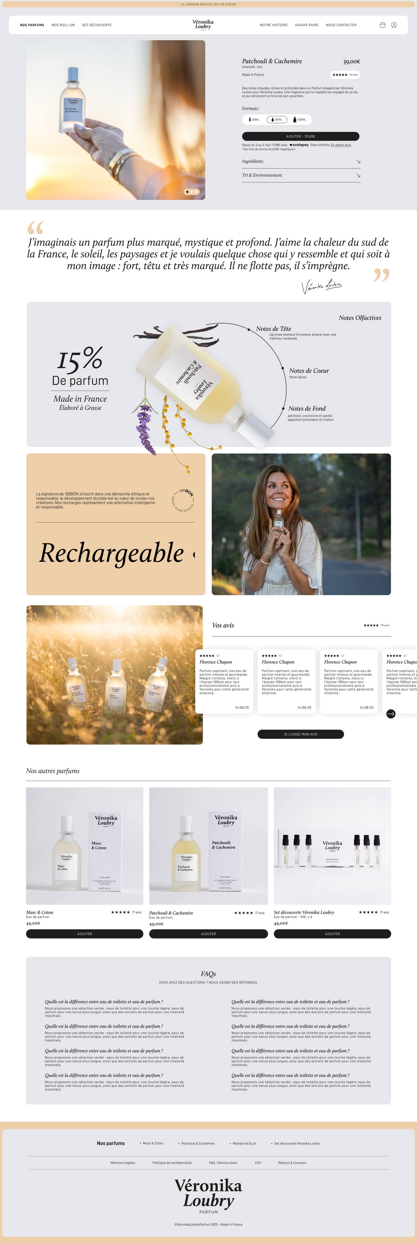 Fiche produit du site e-commerce parfumerie naturelle
