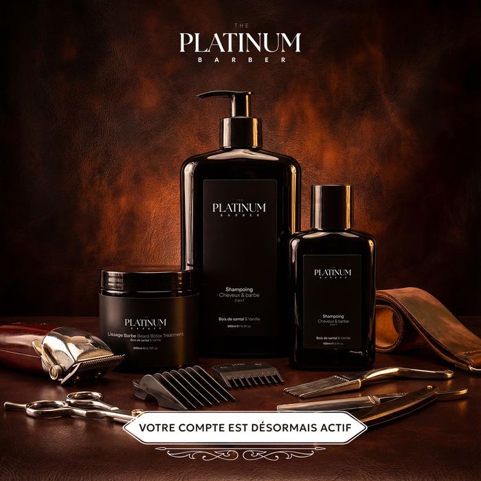 Newsletter Platinum Barber, grooming homme, campagne création de compte