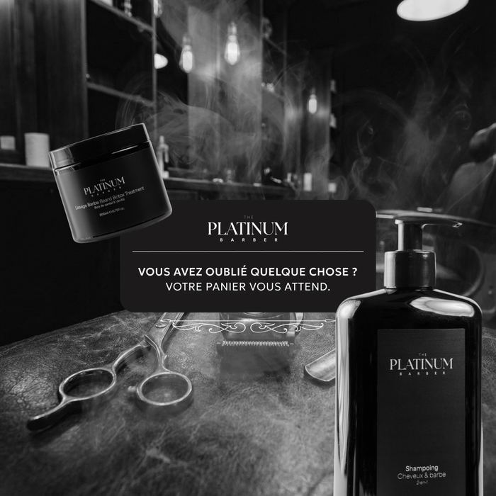 Newsletter Platinum Barber, grooming homme, campagne panier